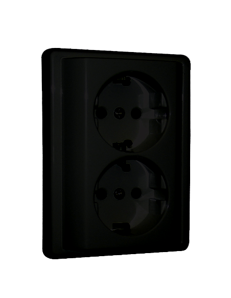 TOMADA DUPLA SCHUKO MONOBLOCO C/OBT PT