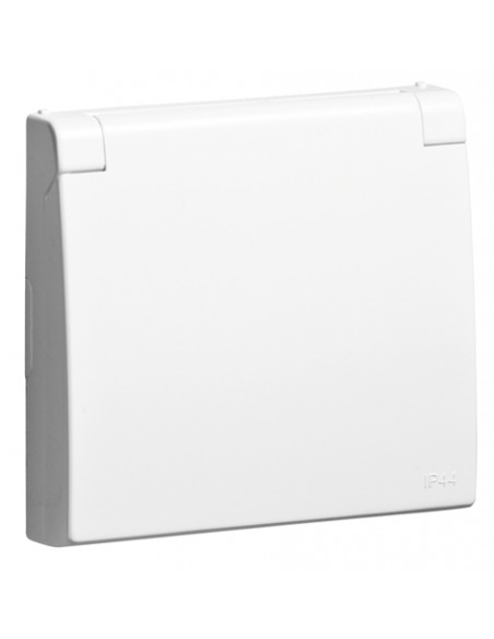 CENTRO SCHUKO C/TAMPA E OBTUR (IP44) BRANCO