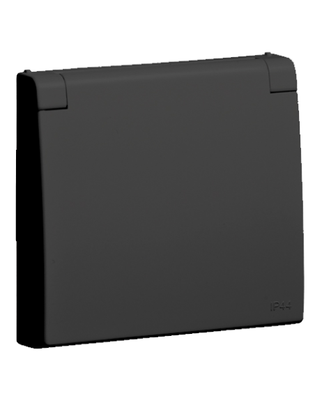 CENTRO SCHUKO C/TAMPA E OBTUR (IP44) GRAFITE