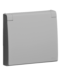 CENTRO SCHUKO C/TAMPA E OBTUR (IP44) PRATA