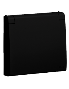 CENTRO SCHUKO C/TAMPA E OBTUR (IP44) PRETO