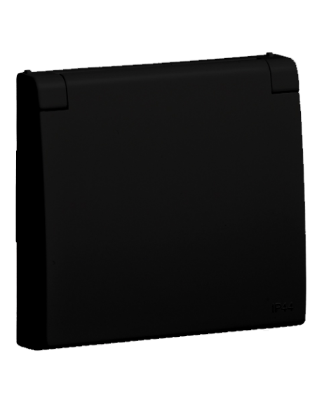 CENTRO SCHUKO C/TAMPA E OBTUR (IP44) PRETO