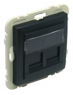 ARO C/MÓDULO DUPLO P/CONETORES RJ45 PRETO