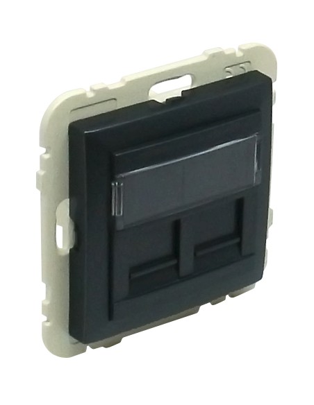 ARO C/MÓDULO DUPLO P/CONETORES RJ45 PRETO