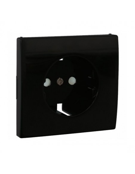 CENTRO SCHUKO C/OBTURADOR PRETO MATE