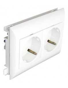 TOMADA DUPLA SCHUKO C/OBTURADOR L75 BRANCA