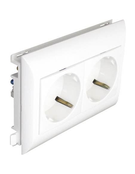 TOMADA DUPLA SCHUKO C/OBTURADOR L75 BRANCA