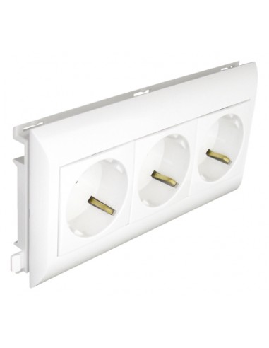 TOMADA TRIPLA SCHUKO C/OBTURADOR L75 BRANCA