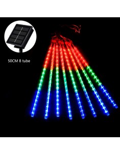 TUBOS EFEITO CHUVEIRO NATAL SOLAR 50CM LUZ MULTICOLOR