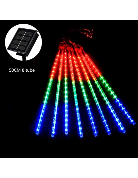 TUBOS EFEITO CHUVEIRO NATAL SOLAR 50CM LUZ MULTICOLOR