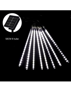 TUBOS EFEITO CHUVEIRO NATAL SOLAR 50CM LUZ BRANCA