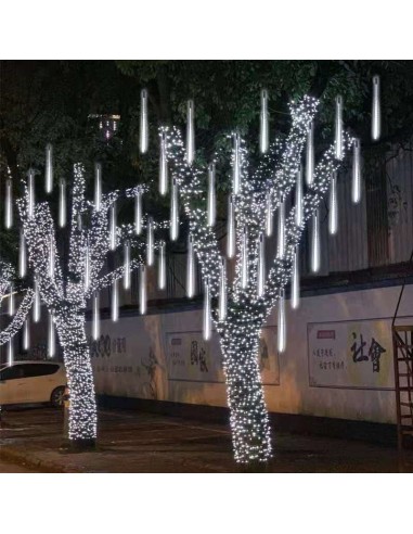 TUBOS EFEITO CHUVEIRO NATAL SOLAR 50CM LUZ BRANCA