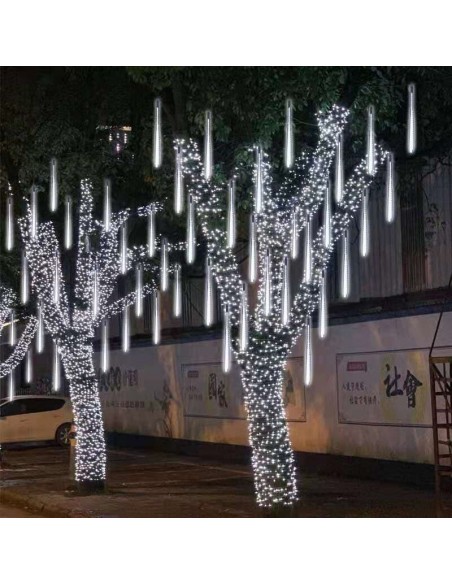TUBOS EFEITO CHUVEIRO NATAL SOLAR 50CM LUZ BRANCA