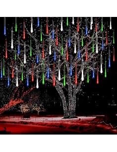 TUBOS EFEITO CHUVEIRO NATAL SOLAR 50CM LUZ MULTICOLOR 2
