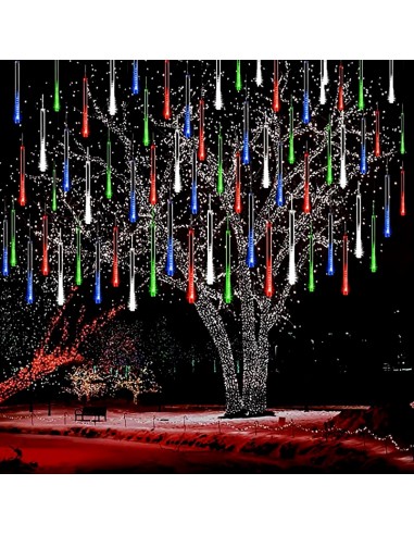 TUBOS EFEITO CHUVEIRO NATAL SOLAR 50CM LUZ MULTICOLOR
