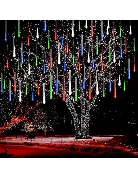 TUBOS EFEITO CHUVEIRO NATAL SOLAR 50CM LUZ MULTICOLOR