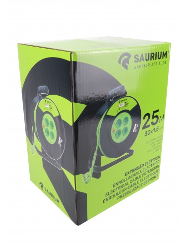 EXTENSAO ENROLADORA C/ 4 TOMADAS 3G1,5 25MT - VERDE