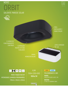APLIQUE PAREDE QUAD.SOLAR LED 6,3W 3000K 700 LUMENS IP65 BRANCO 2