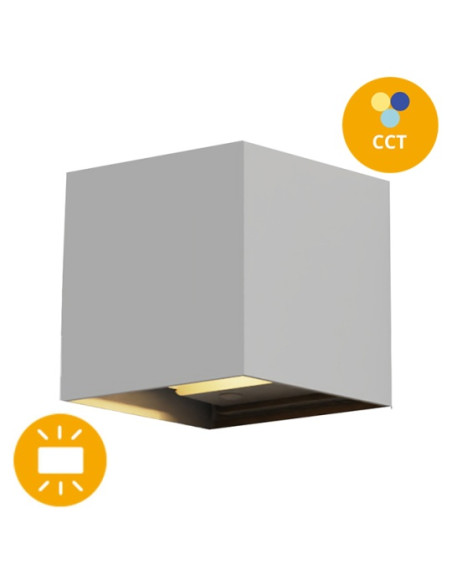 APLIQUE MURO DIRECCIONAVEL LED IP65 2x3W PLASTICO CINZA CCT