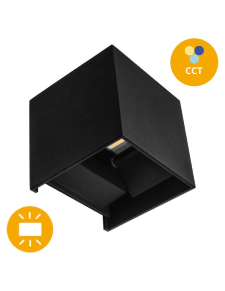 APLIQUE MURO DIRECCIONAVEL LED 2X5W CCT ALUMINIO PRETO  IP65